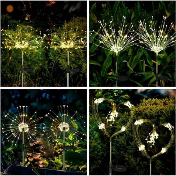 Solar Garden Fairy Fireworks Lights for Yard Decor,4 Pack 120 Leds Solar Fairy - Picture 7 of 8